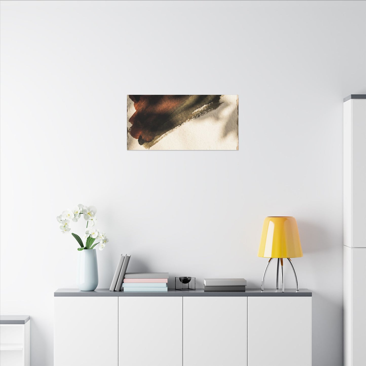Ink Brushstroke Canvas Art | Summer Dark Japandi Moody Minimal Art