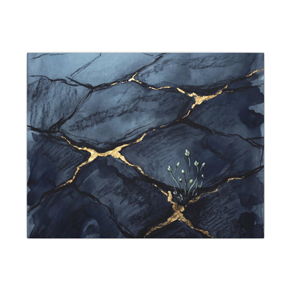 Mono No Aware Cracked Earth Canvas Art - Dark Japandi Charcoal Ink Art Print