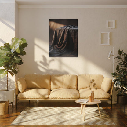 Silk Drape Canvas Art | Winter Dark Japandi Shadow Zen Art