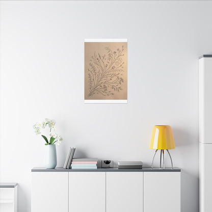 Dried Flowers Canvas Art | Spring Japandi Minimal Line Art