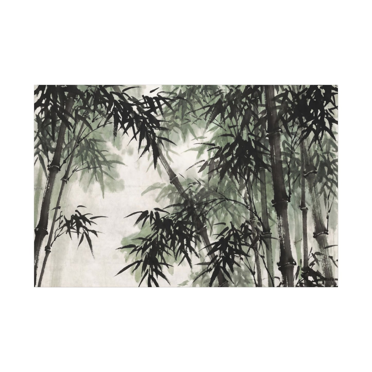 Zen Bamboo Grove in Overcast | Sumi E Canvas Art