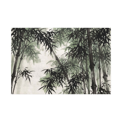 Zen Bamboo Grove in Overcast | Sumi E Canvas Art