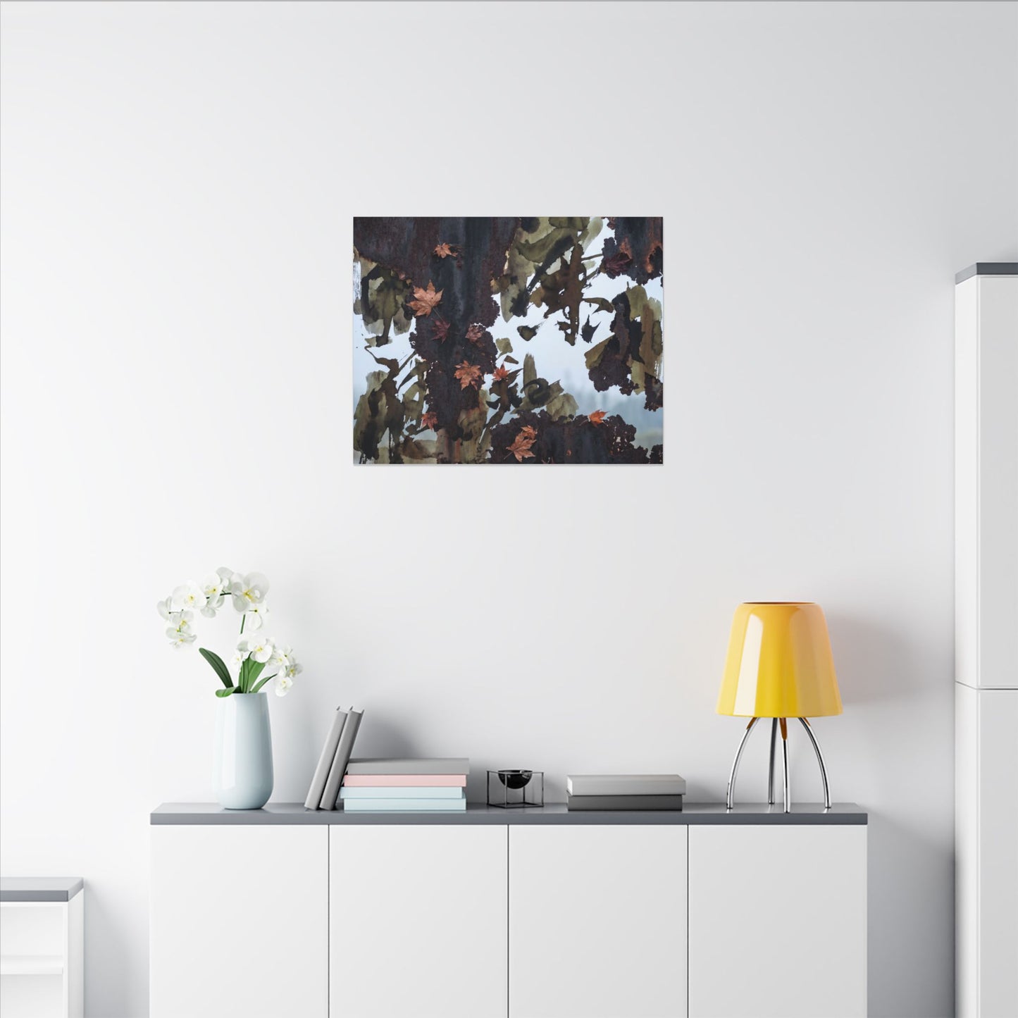 Rust Patina Charcoal Ink Canvas Art | Sophisticated Dark Japandi Art