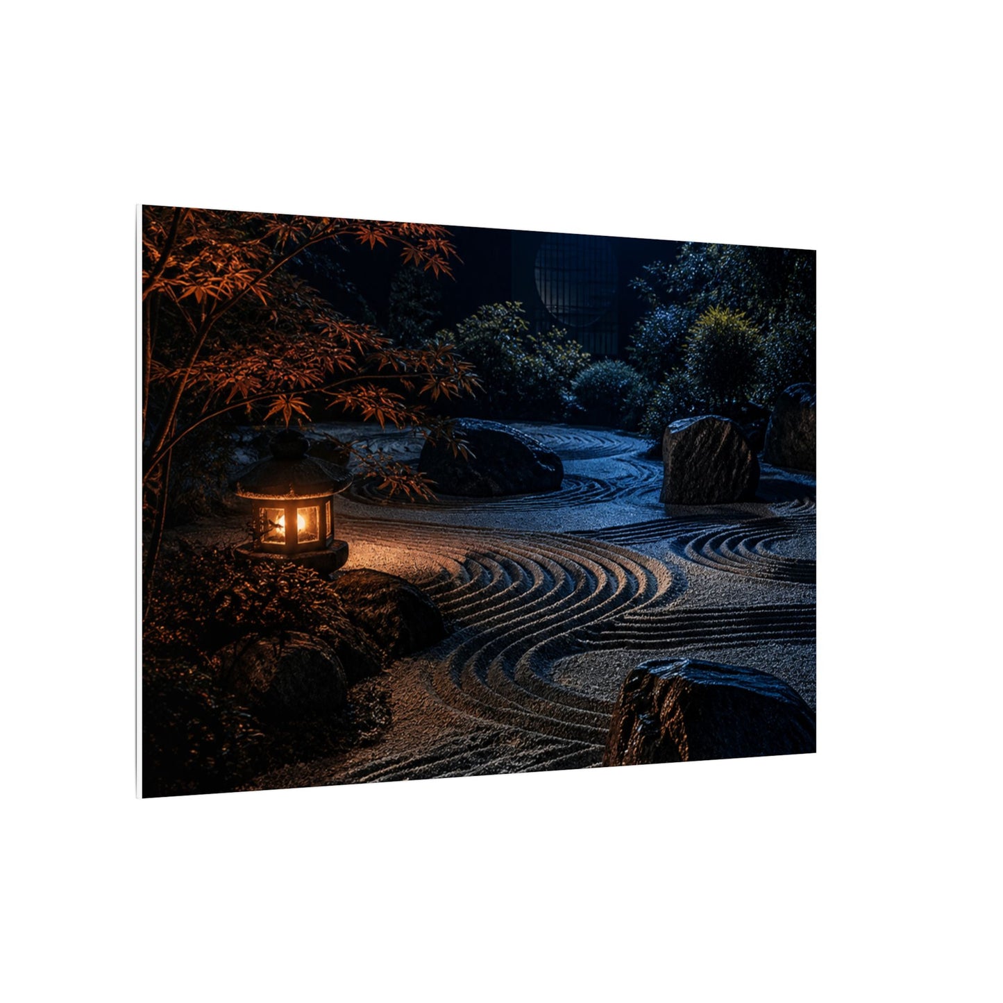 Summer Rock Garden Shadow Zen Canvas Art | Moody Decor