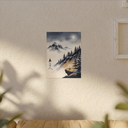 Mountain Mist Canvas Art | Winter Zen Ukiyo E Inspired Art