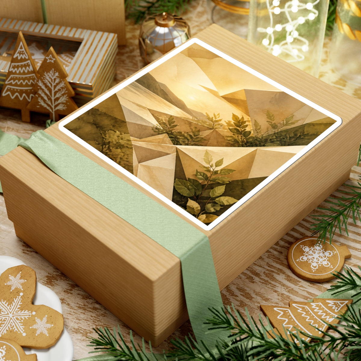 Japandi Paper Fold in Golden Hour | Watercolor Sticker
