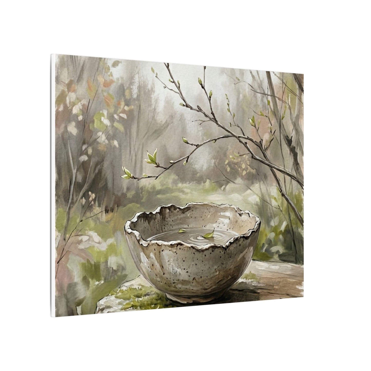 Japandi Ceramic Bowl in Overcast | Minimal Line Canvas Art