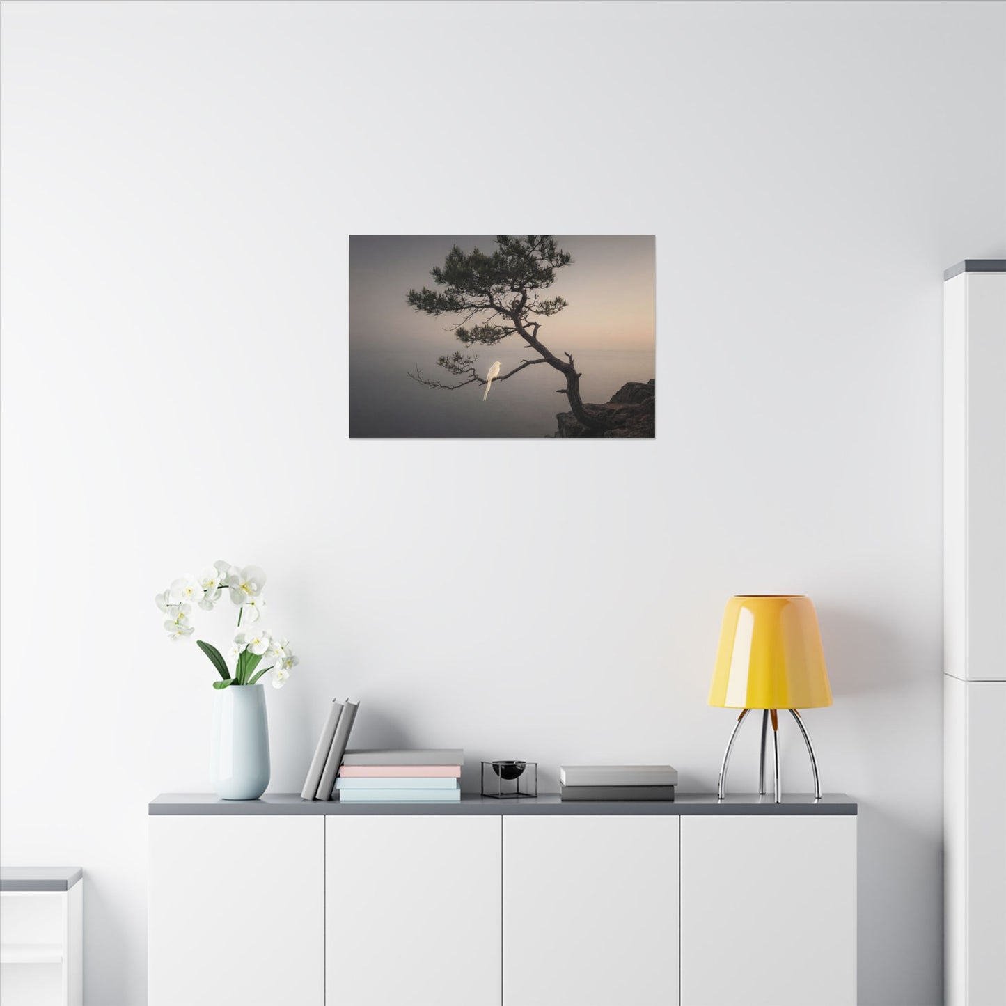 Dawn Pine Tree Canvas Art - Dark Japandi Datsuzoku