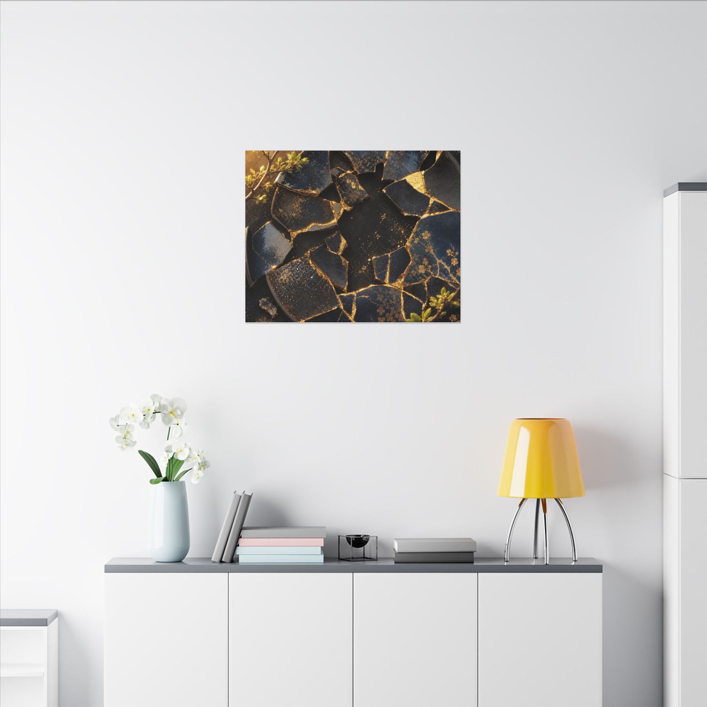 Golden Hour Broken Pottery Canvas Art - Kintsugi Ma
