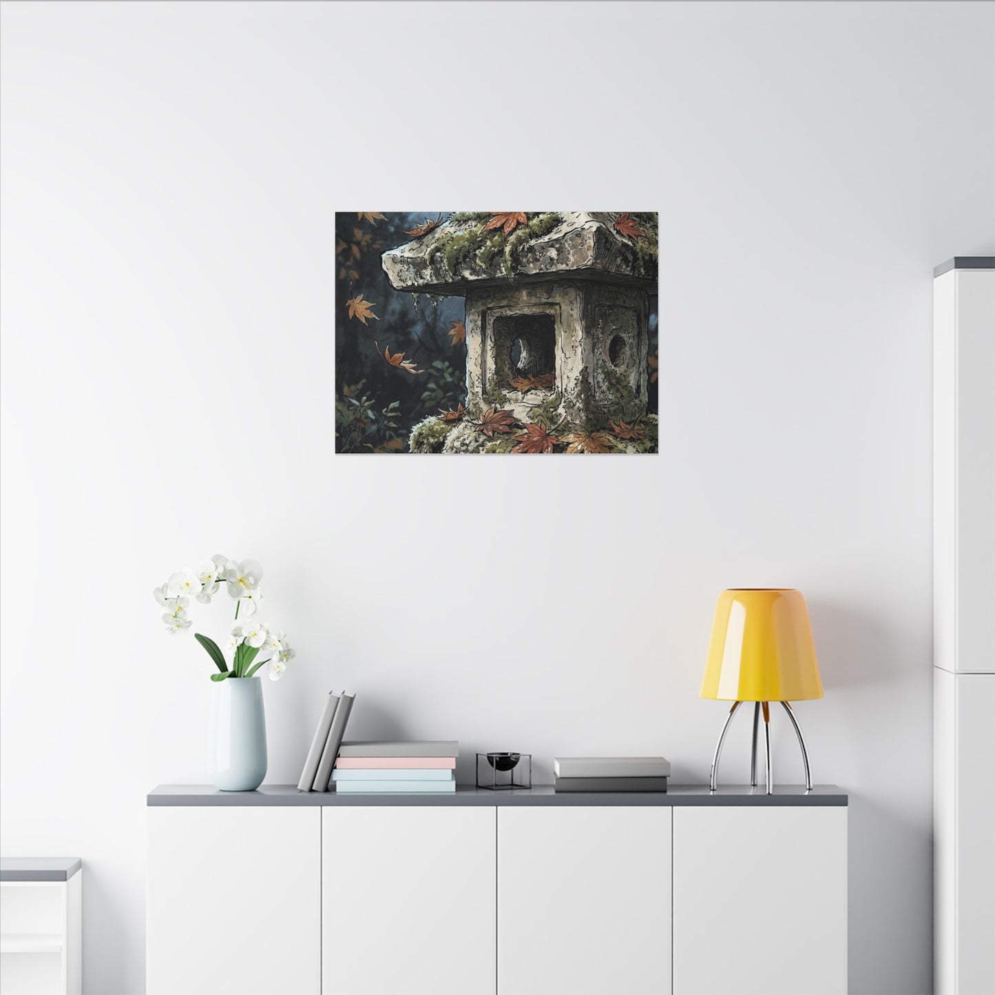 Shibui Stone Lantern Canvas Art - Japandi Minimal Line