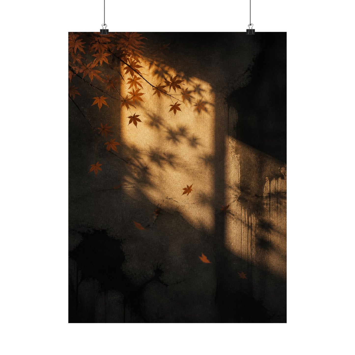 Sophisticated Shadow Play Wall Art Print - Charcoal Ink Dark Japandi