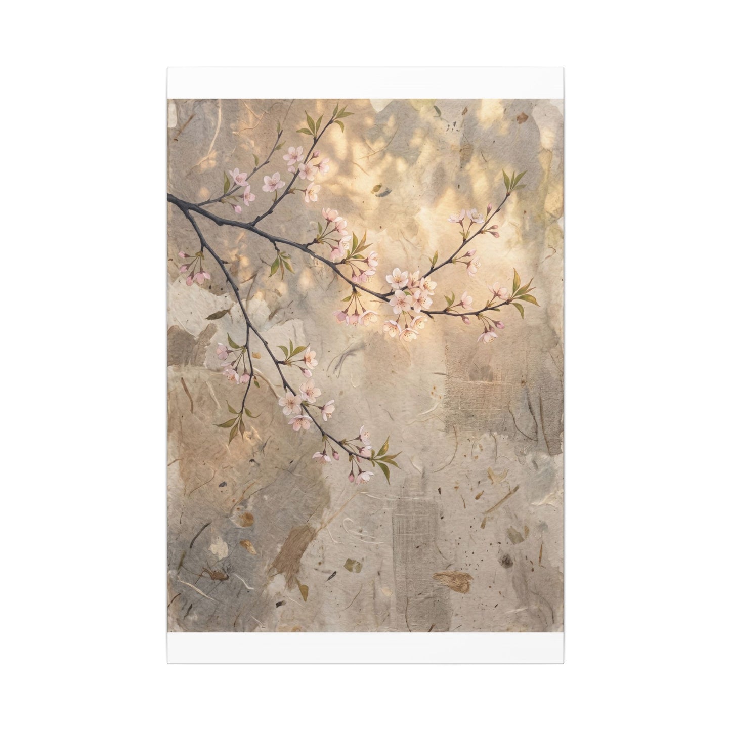 Summer Cherry Blossom Texture Canvas Art | Neutral Decor