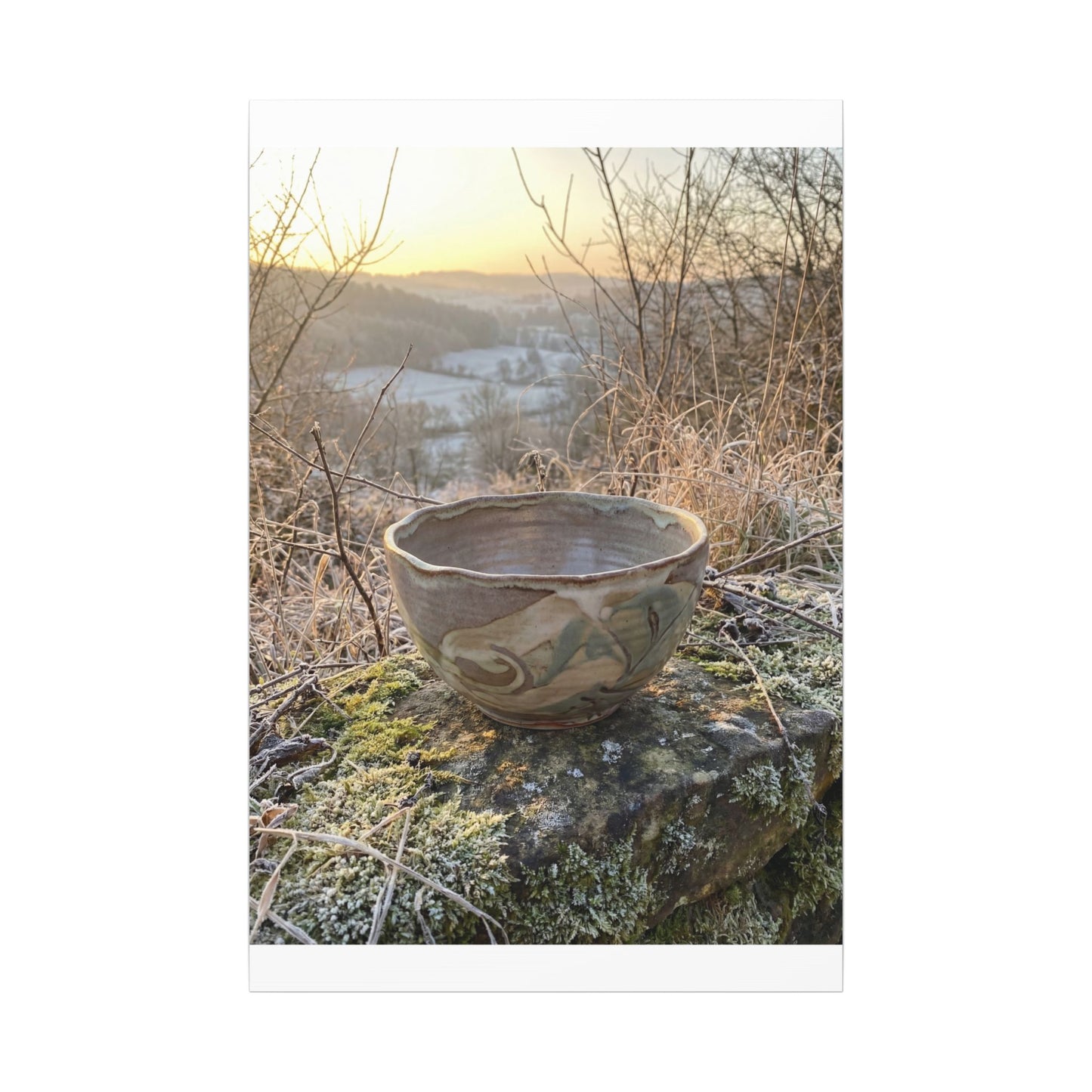 Golden Hour Ceramic Bowl Canvas Art - Japandi Shibui