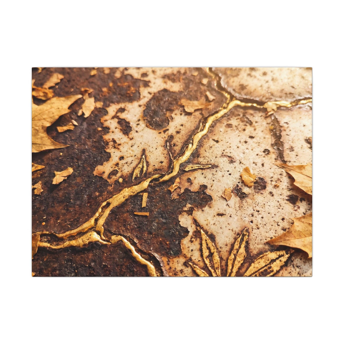 Kintsugi Rust Patina in Golden Hour | Gold Vein Canvas Art