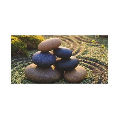 Zen River Stones in Golden Hour | Karesansui Canvas Art
