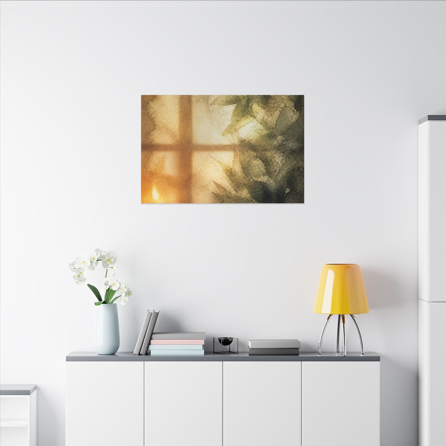 Cozy Shoji Screen Canvas Art - Watercolor Japandi