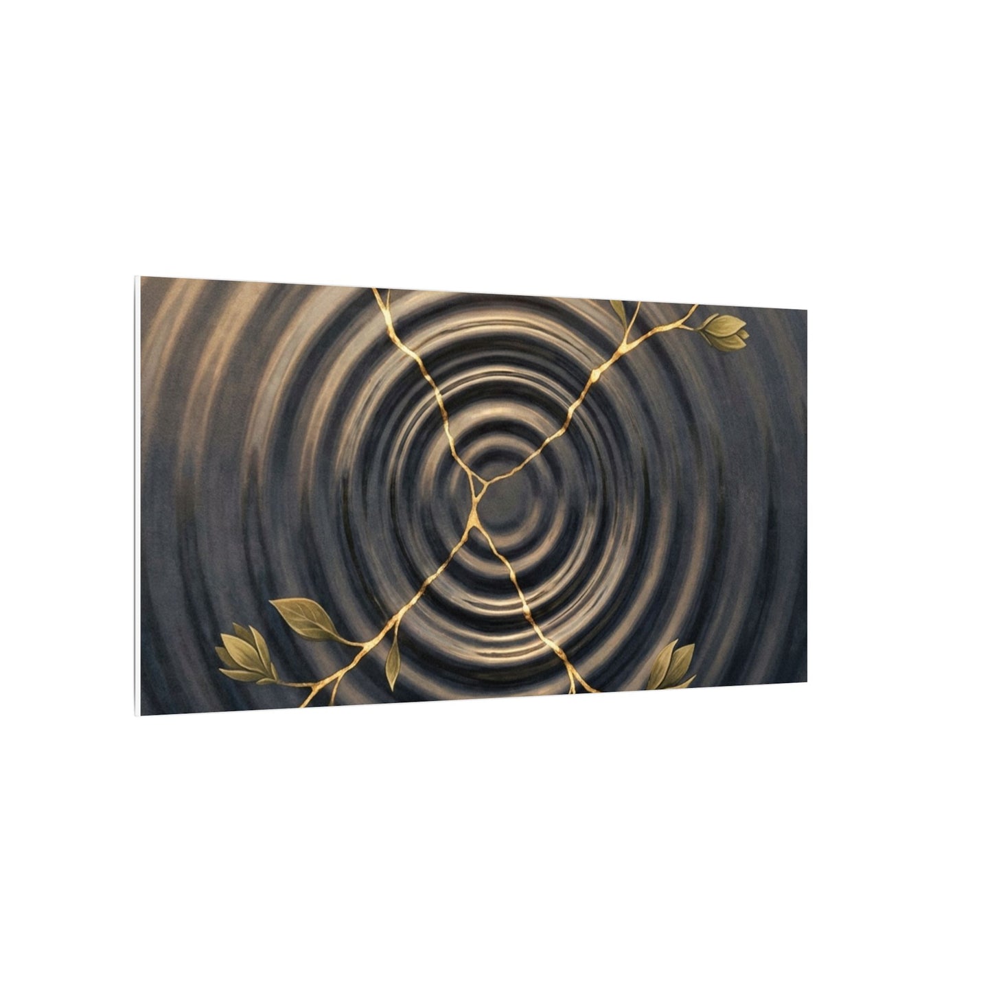 Kanso Water Ripple Canvas Art - Kintsugi Gold Vein