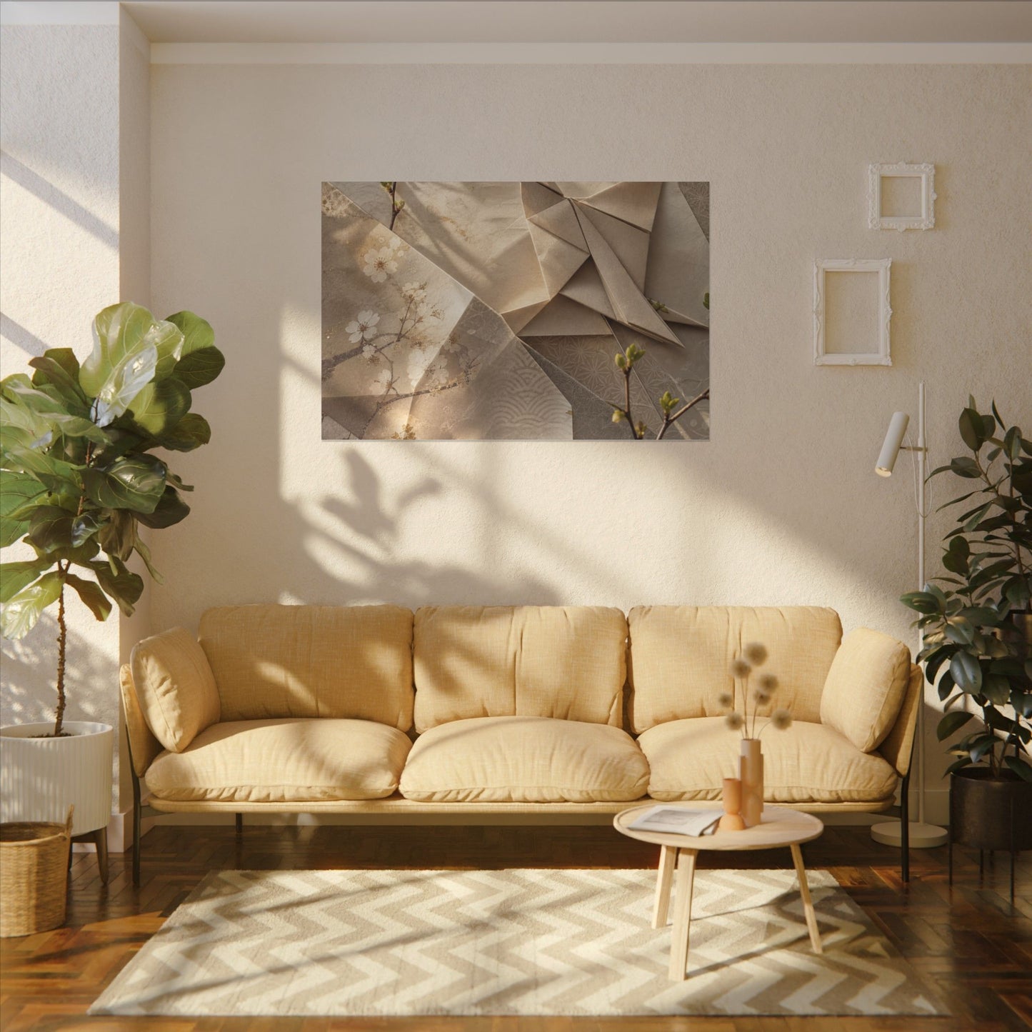 Golden Hour Paper Fold Canvas Art - Japandi Fukinsei