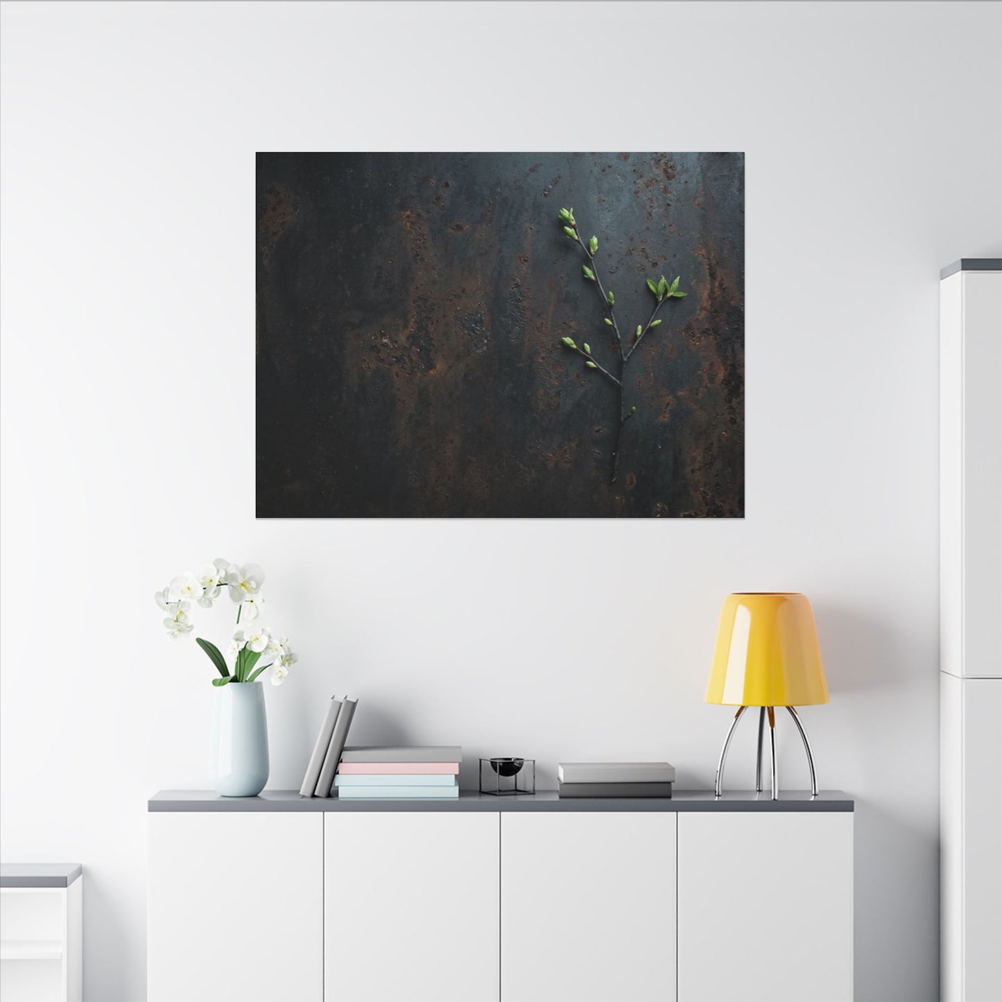 Rust Patina Moody Minimal Canvas Art | Moody Dark Japandi Art