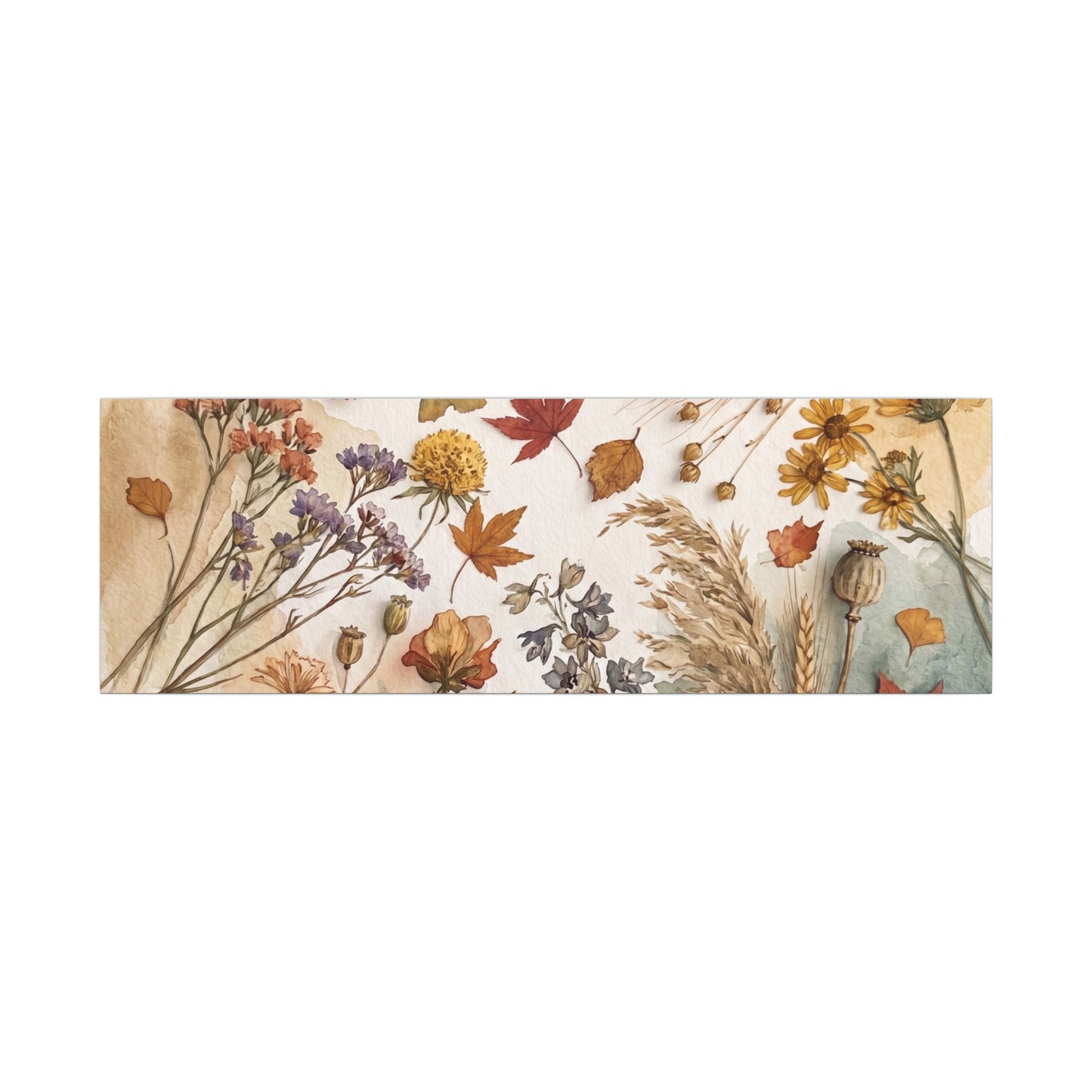 Dried Flowers Canvas Art | Autumn Japandi Watercolor Art
