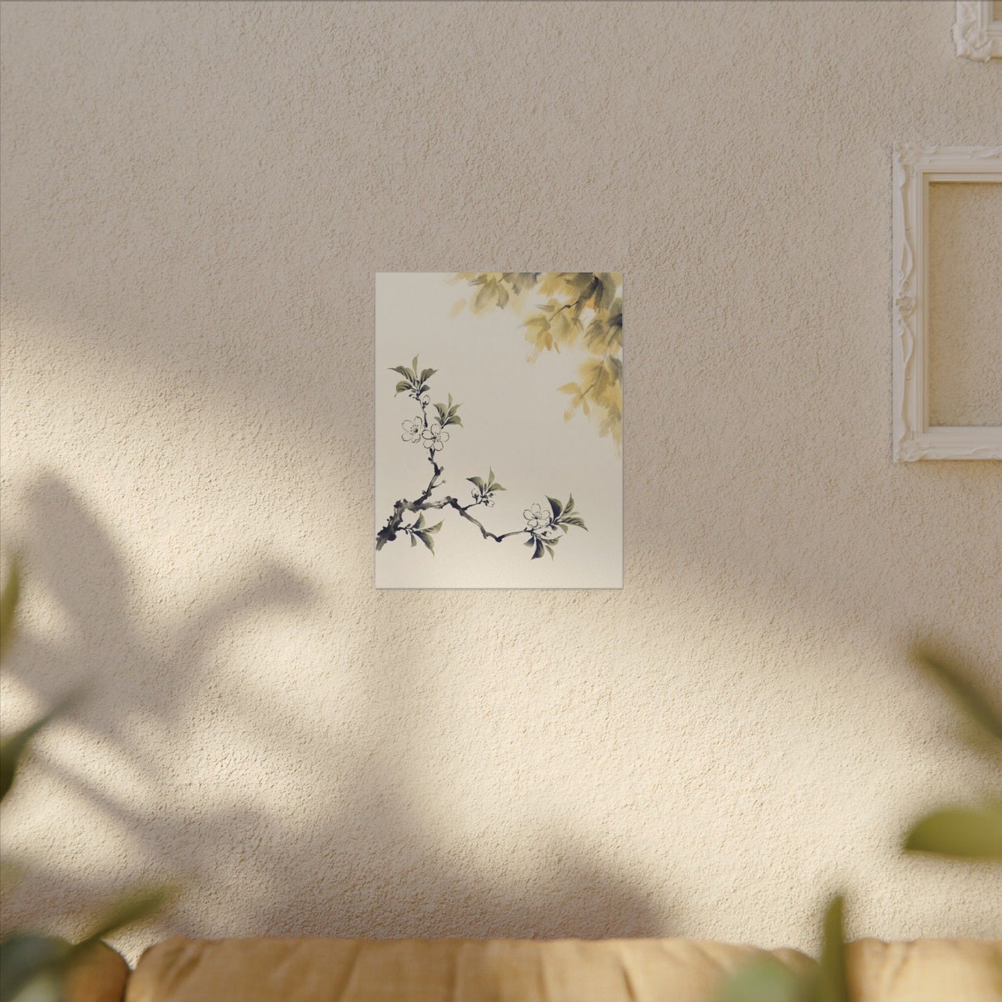 Kanso Cherry Blossom Canvas Art - Zen Sumi E
