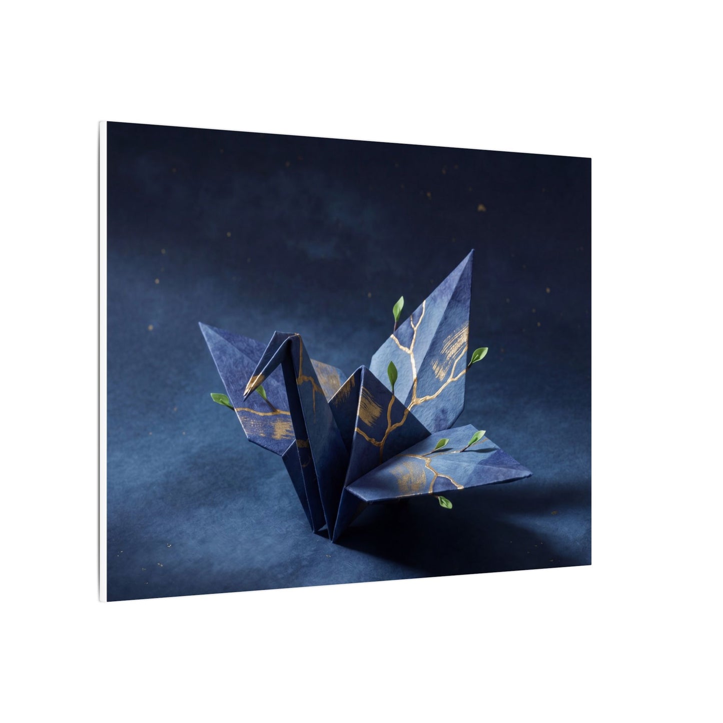 Kintsugi Paper Fold in Moonlight | Crackle Gold Canvas Art