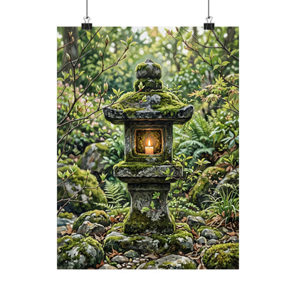 Stone Lantern Wall Art Print | Spring Japandi Japanese Pattern Art