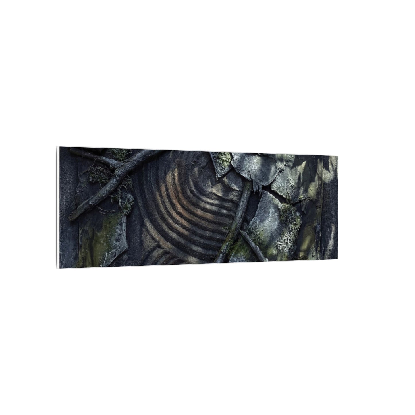 Rock Garden Canvas Art | Winter Dark Japandi Dark Texture Art