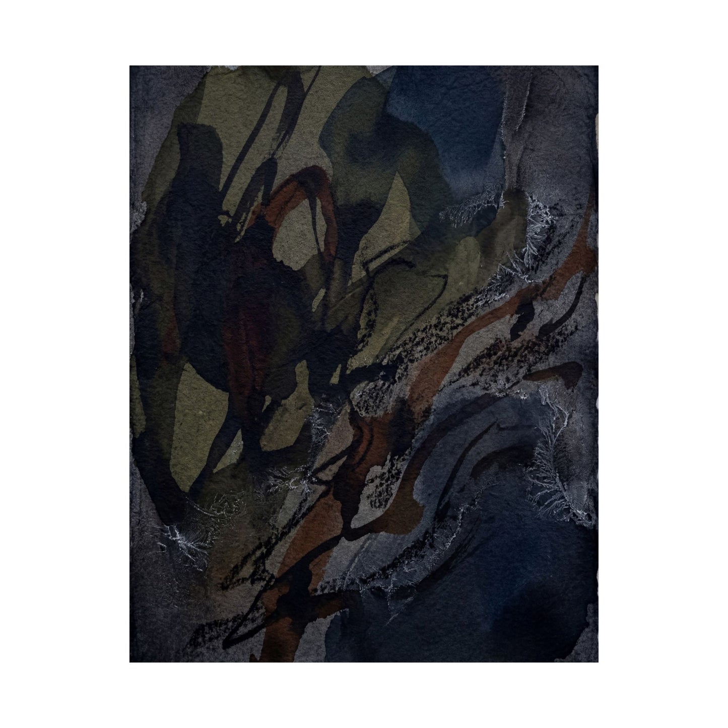 Dark Japandi Shadow Play in Overcast | Charcoal Ink Wall Art Print