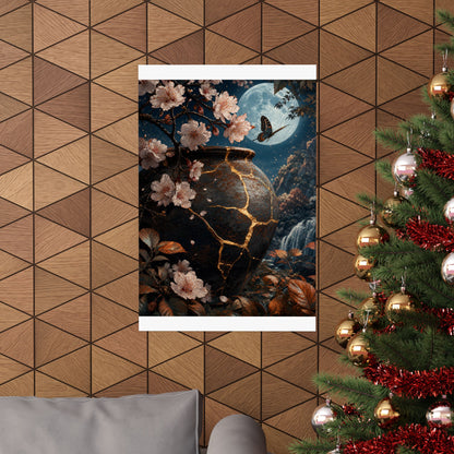 Cherry Blossom Gold Repair Wall Art Print | Beautiful Kintsugi Art