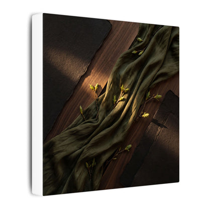 Silk Drape Canvas Art | Spring Dark Japandi Dark Texture Art