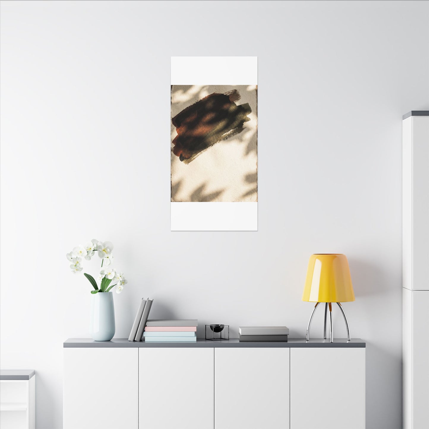 Ink Brushstroke Canvas Art | Summer Dark Japandi Moody Minimal Art