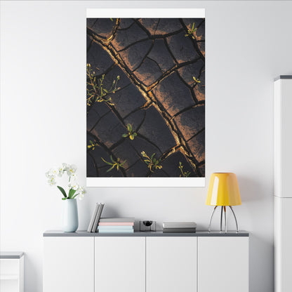 Kintsugi Cracked Earth in Golden Hour | Gold Vein Canvas Art