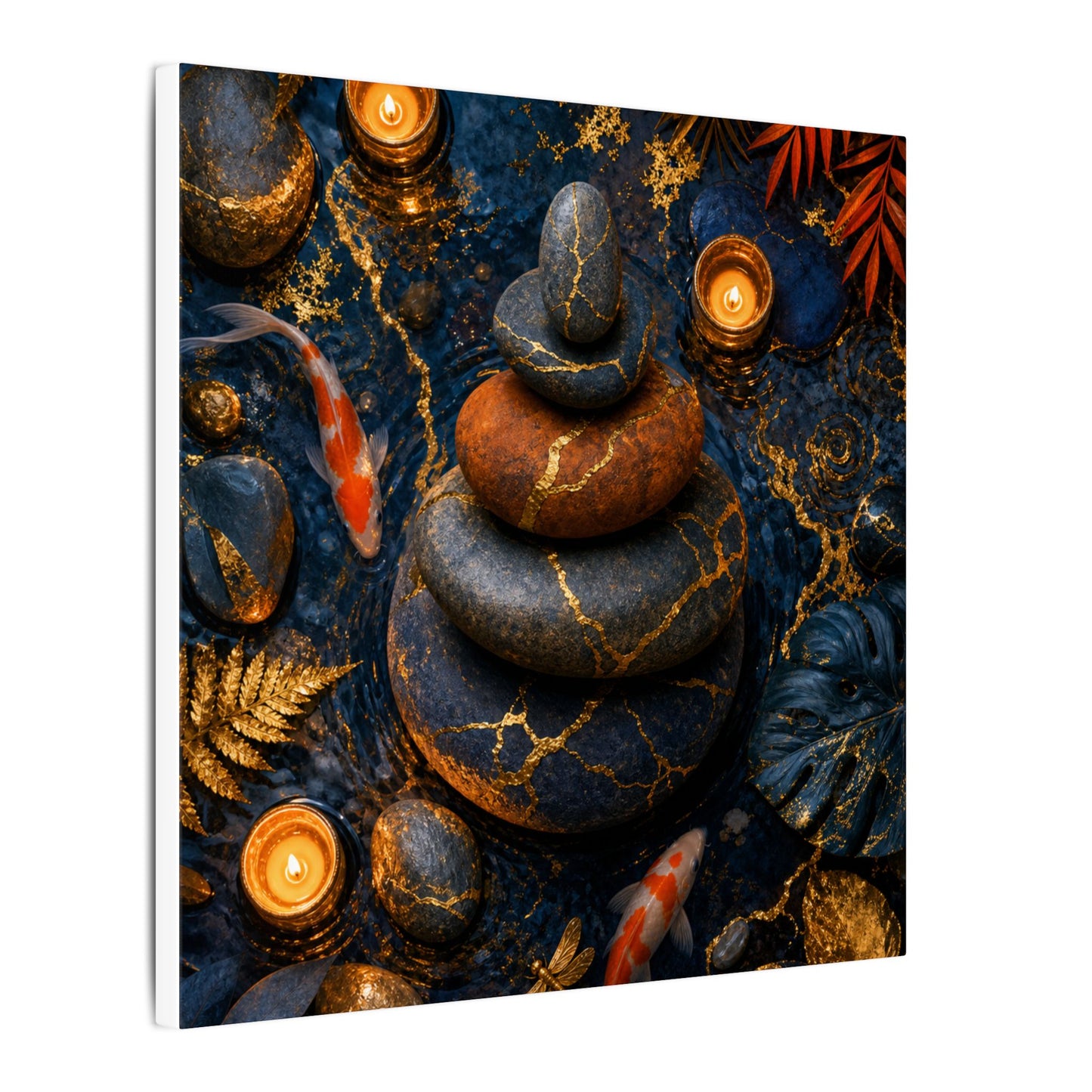 Summer River Stones Gold Vein Canvas Art | Resilient Decor