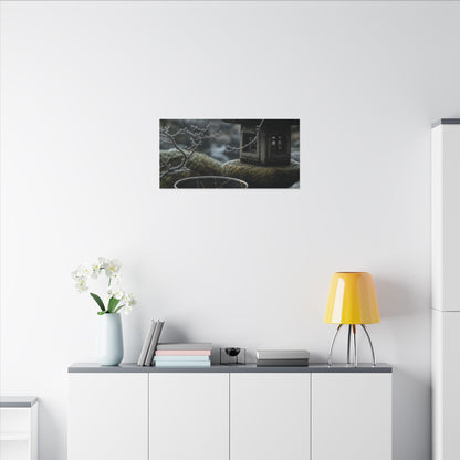 Stone Lantern Canvas Art | Winter Kintsugi Gold Repair Art