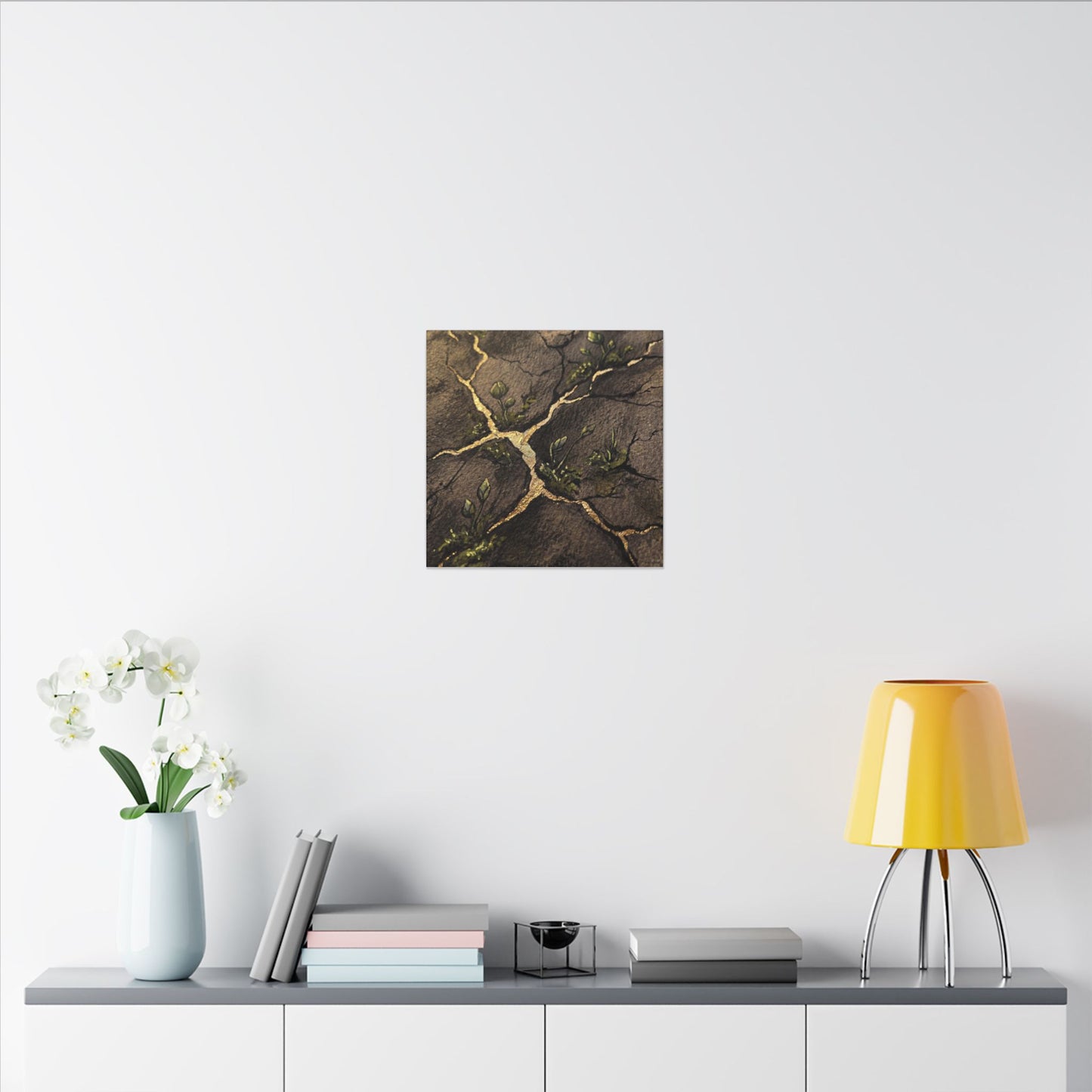 Spring Cracked Earth Charcoal Ink Canvas Art | Luxurious Decor