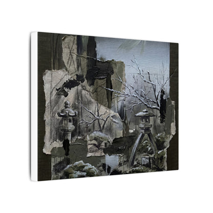 Winter Moonlit Garden Dark Texture Canvas Art | Moody Decor