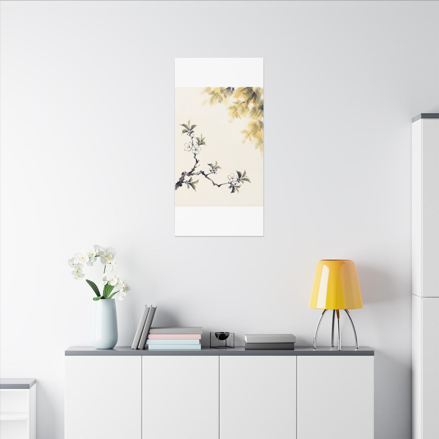Kanso Cherry Blossom Canvas Art - Zen Sumi E