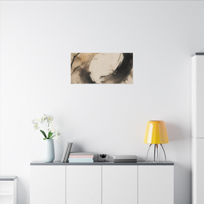 Japandi Ink Brushstroke in Golden Hour | Watercolor Canvas Art