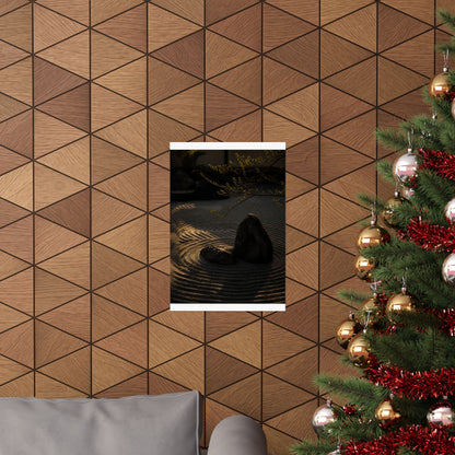Golden Hour Rock Garden Wall Art Print - Dark Japandi Ma
