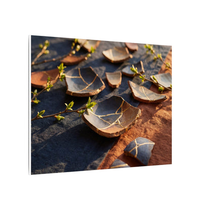 Spring Broken Pottery Gold Vein Canvas Art | Philosophical Decor