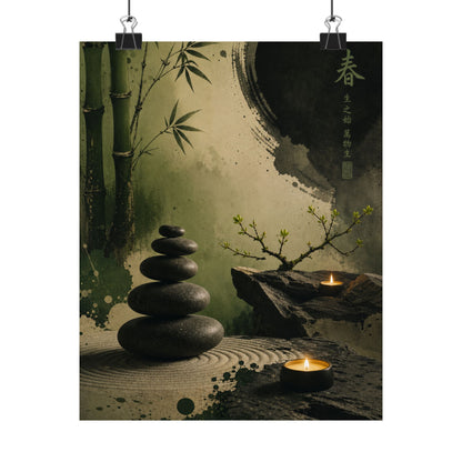 River Stones Spring Wall Art Print | Zen Calm Design