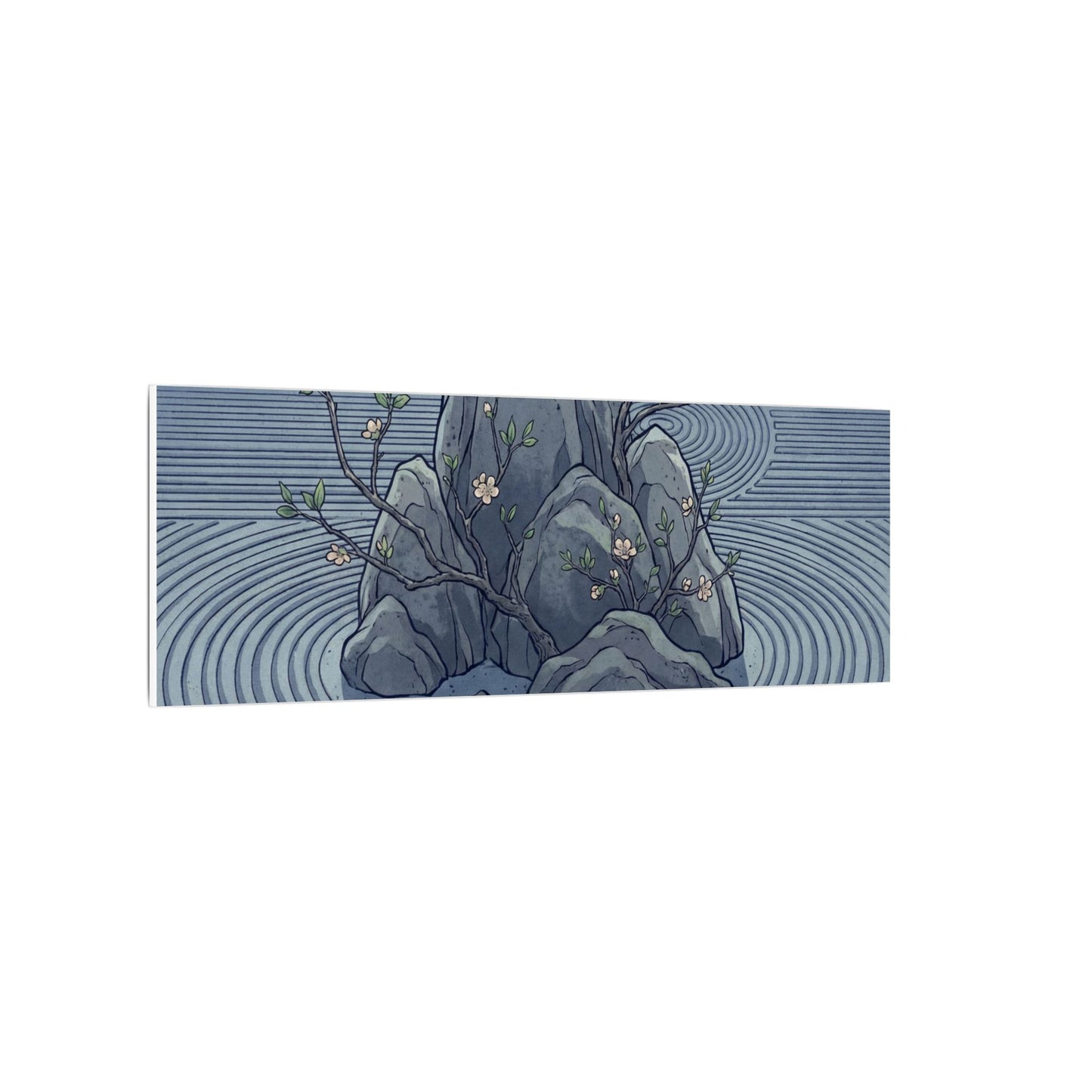 Spring Rock Garden Ukiyo E Inspired Canvas Art | Tranquil Decor