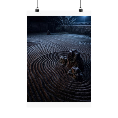 Bold Rock Garden Wall Art Print - Moody Minimal Dark Japandi