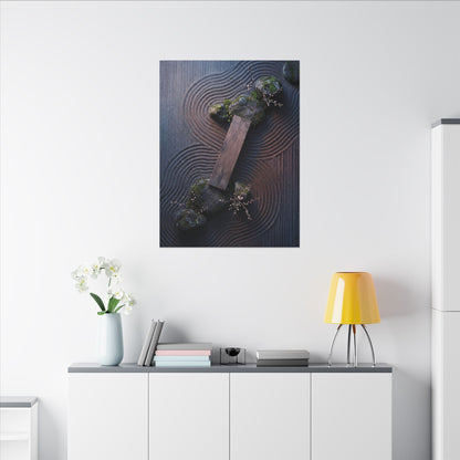 Spring Rock Garden Moody Minimal Canvas Art | Atmospheric Decor