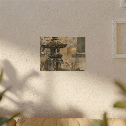 Elegant Stone Lantern Canvas Art - Texture Japandi