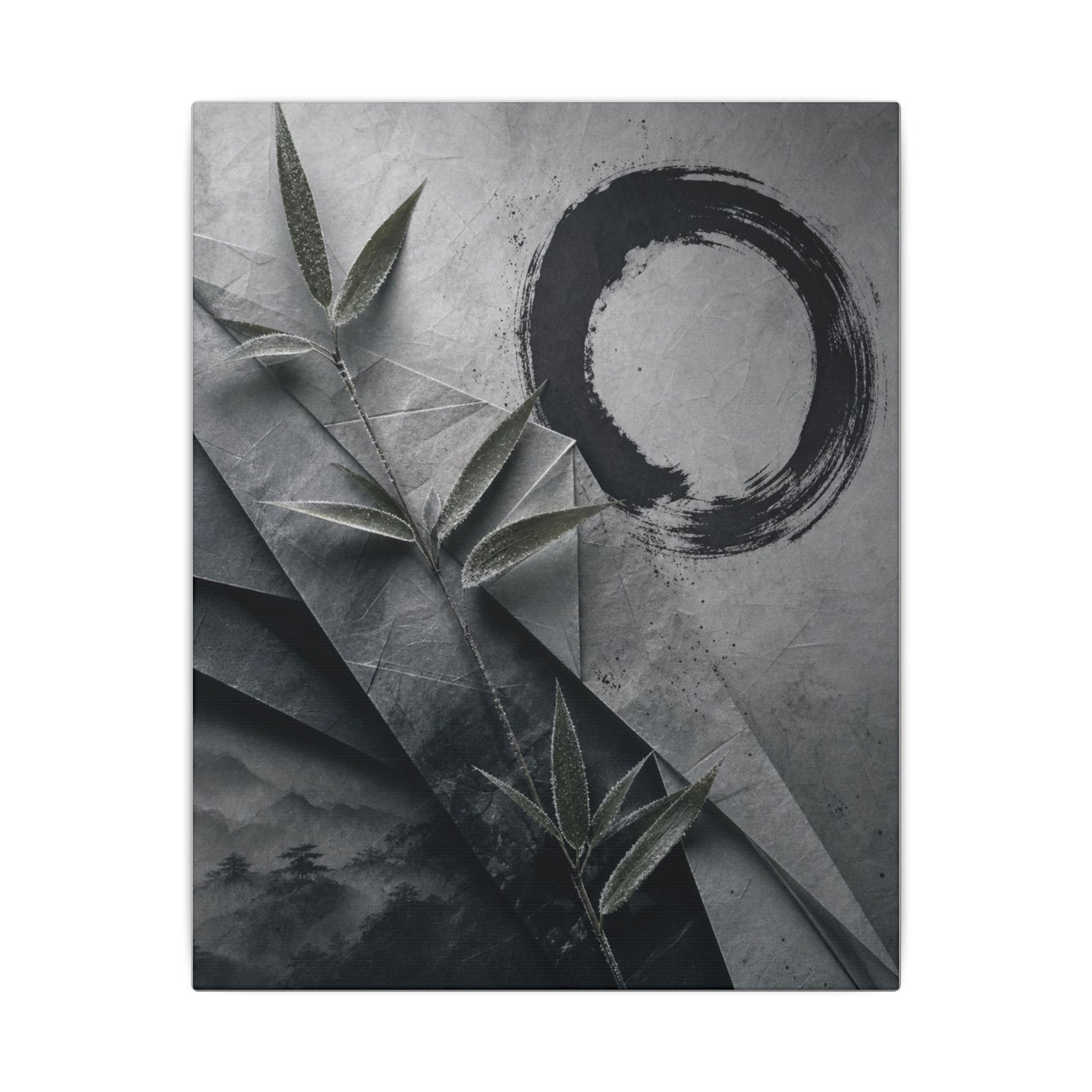 Winter Paper Fold Enso Canvas Art | Serene Decor