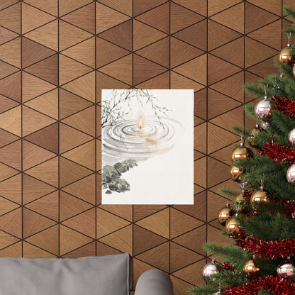 Zen Water Ripple in Candlelight | Sumi E Wall Art Print