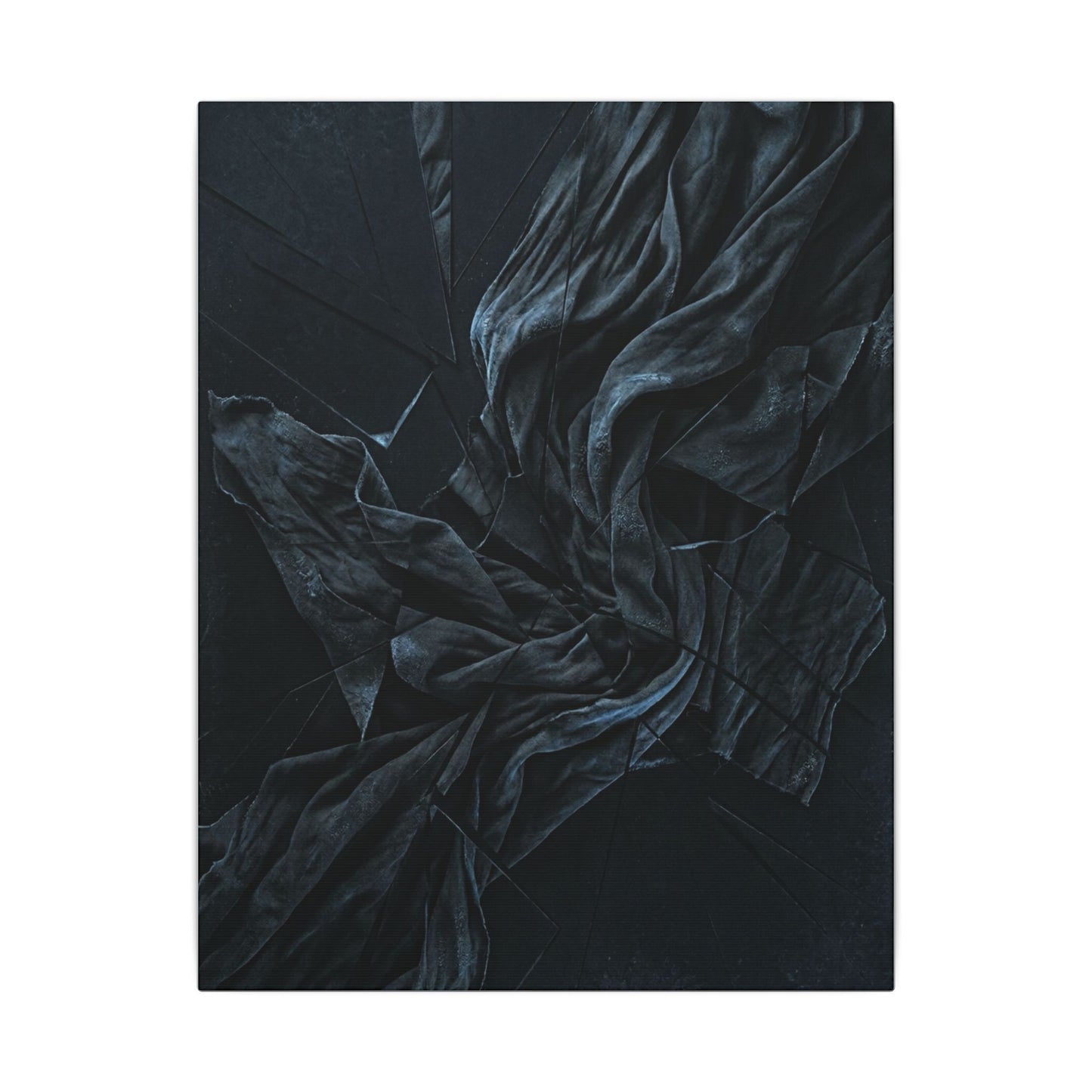 Dark Japandi Silk Drape in Moonlight | Moody Minimal Canvas Art