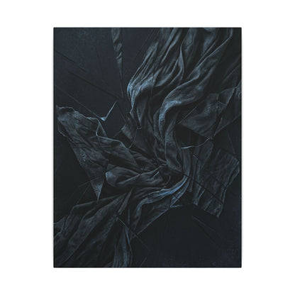 Dark Japandi Silk Drape in Moonlight | Moody Minimal Canvas Art